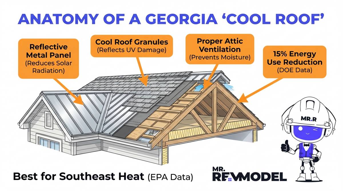 A technical diagram detailing the specific components required by modern accessible design standards, such as curbless entries and stud-anchored grab bars, highlighting a growing design trend.